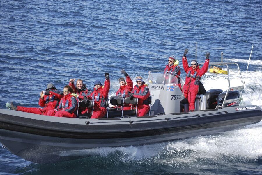Akureyri: 2-Hour Whale Watching Express by RIB Speedboat - The mountain views and possible waterfall stop