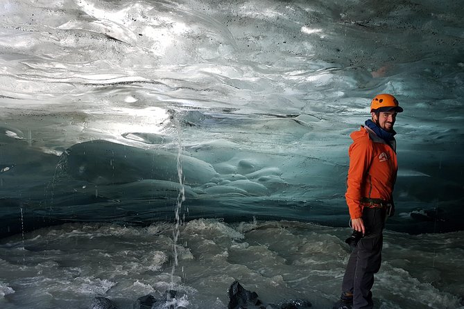 Crystal Ice Cave Adventure - Walking over gravel, ice, and rough ground
