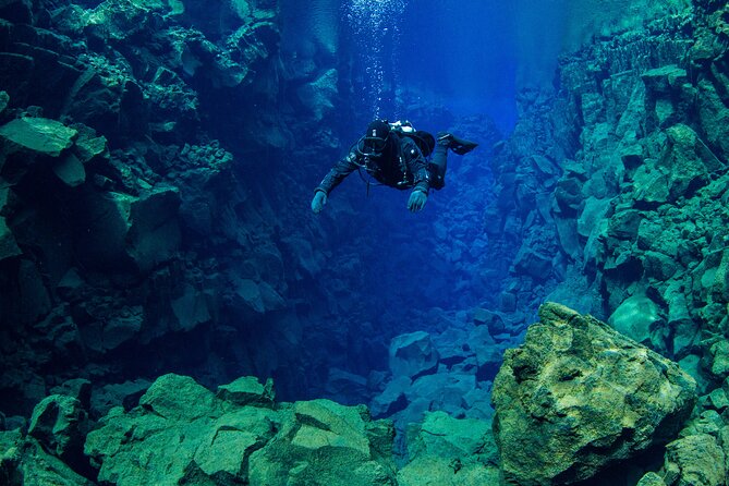 Dive the Divide: Silfra Fissure Scuba Tour | Meet at Thingvellir - Getting into Silfra’s clear water