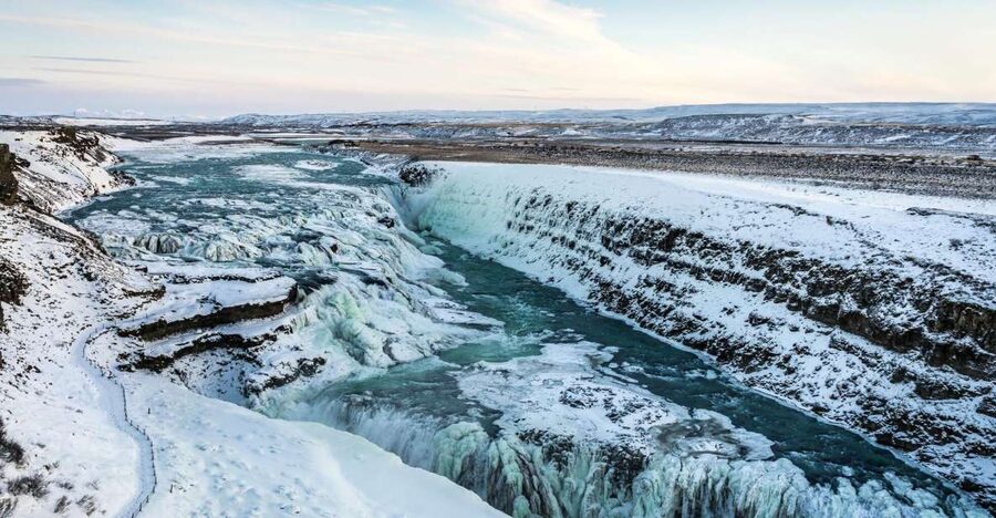 From Reykjavík: Golden Circle & Northern Lights Combo - Gullfoss: a waterfall built for wide views