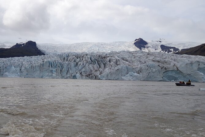 Glacier Lagoon Private Tour with Private Zodiac boat ride on the Iceberg Lagoon - Skógafoss brings power and scale