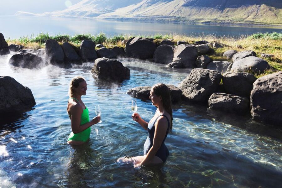Hvammsvik Hot Springs: Admission Package - The swim-up bar, steam room, and indoor facilities