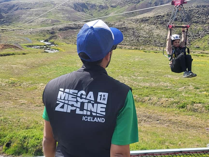 Hveragerdi: Mega Zipline Experience - The main ride, a fast seated flight