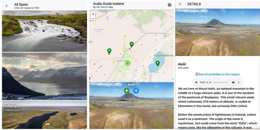 Iceland: Audioguide, Interactive map 200 spots ++ - Five hours of stories for roads, walks, and waiting time