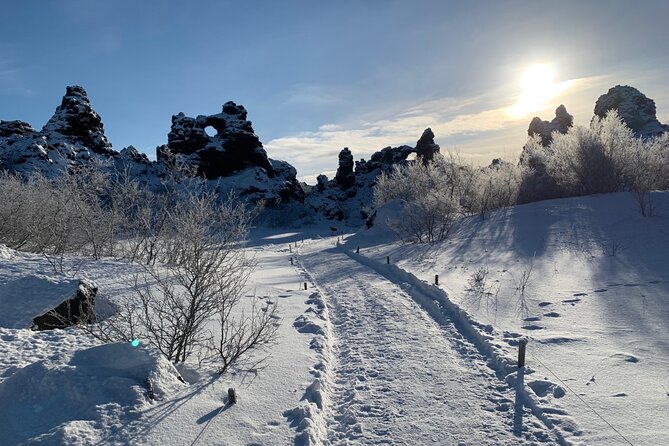 Lake Myvatn and Godafoss Waterfall Day Tour from Akureyri - Dimmuborgir: lava shaped into dark towers