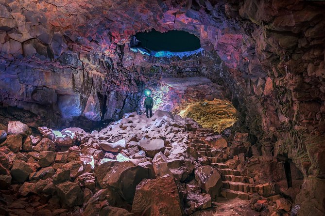 Lava Tunnel Tour Including Transfers from Reykjavik - Entering Raufarhólshellir with helmet and flashlight
