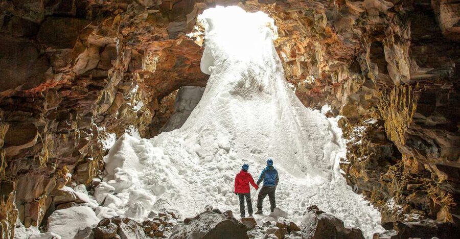 Raufarhólshellir Lava Tunnel: Underground Expedition - Entering Raufarhólshellir near Þorlákshafnarvegur