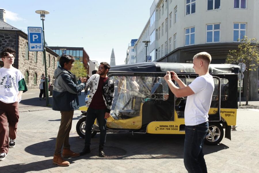 Reykjavík Tuk Tuk Tour - Climbing aboard in central Reykjavík