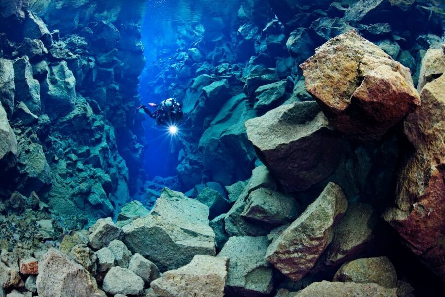 Silfra: Diving Between Tectonic Plates - Silfra Cathedral: the deepest point