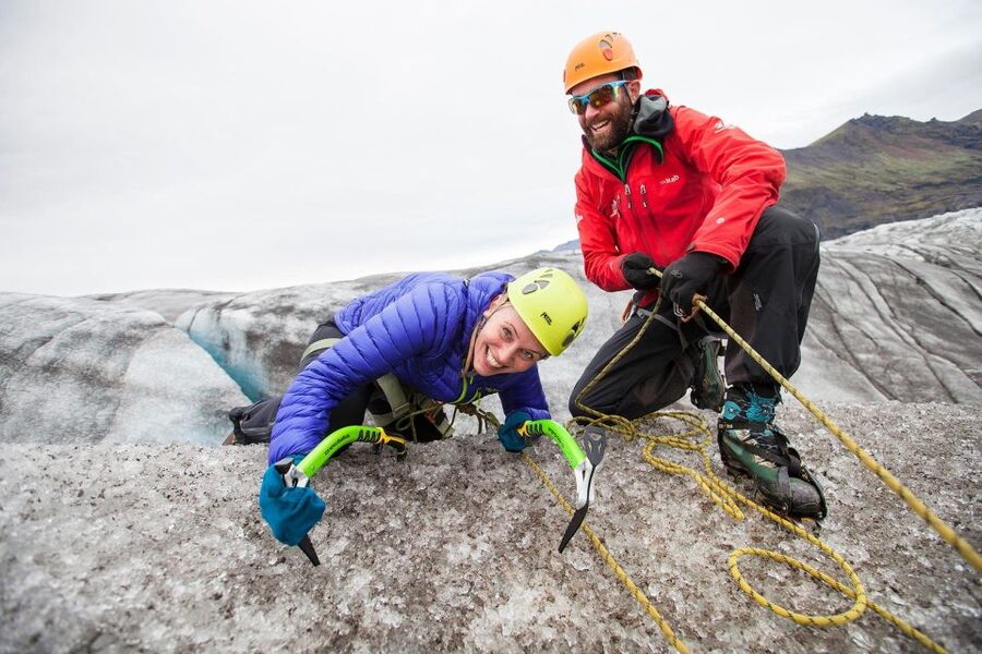 Skaftafell: Glacier Hike and Ice Climbing Guided Experience - The ice-climbing session on a blue wall