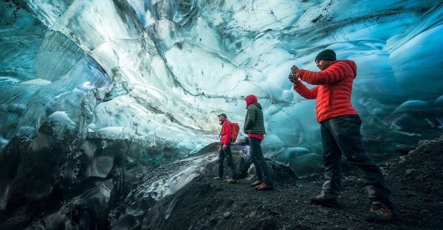 Skaftafell: Ice Cave Experience - Getting ready with crampons and a helmet