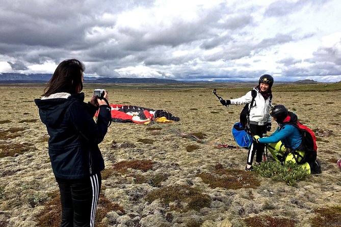Tandem Paragliding over the Rugged Lava Fields at Blue Mountains - Flying above Iceland’s black lava fields