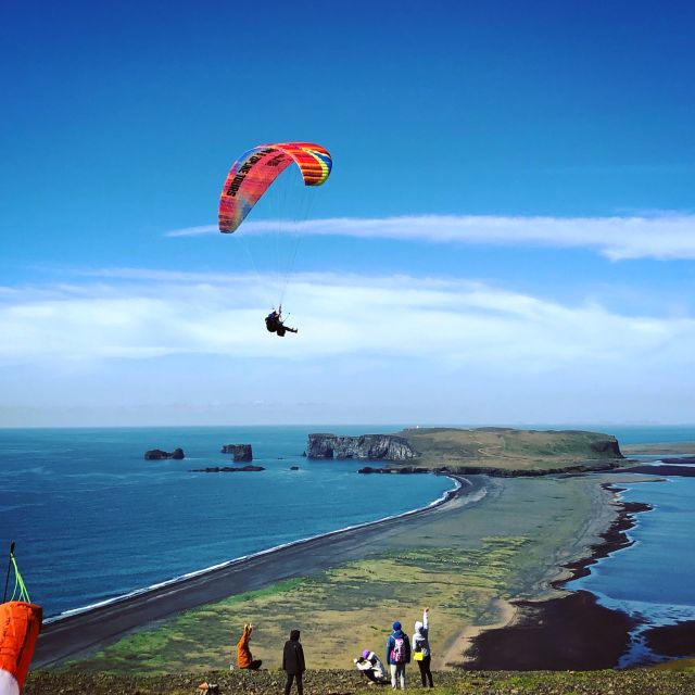 Vík: Paragliding Tandem Flight - Taking off above Vík